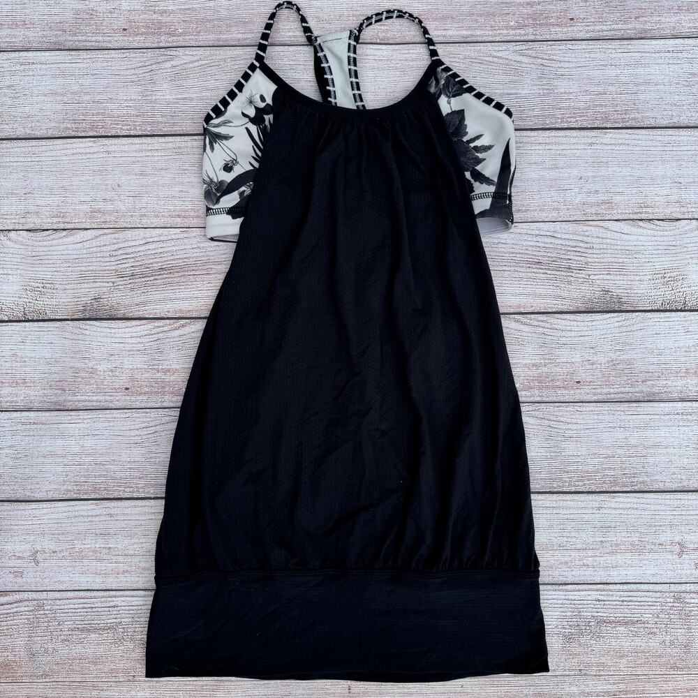 Lululemon No Limits Tank Brisk Bloom Black White